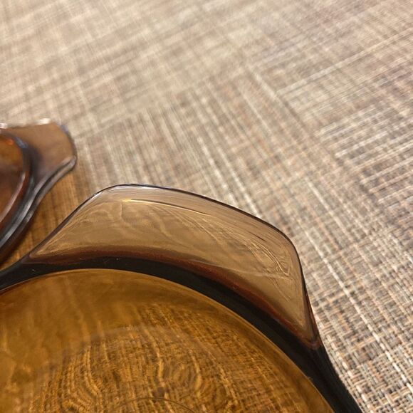 Brown Amber Fire King Anchor Hocking 12 Oz Mini Casserole w Lid Tab Handle #472 - Picture 7 of 10